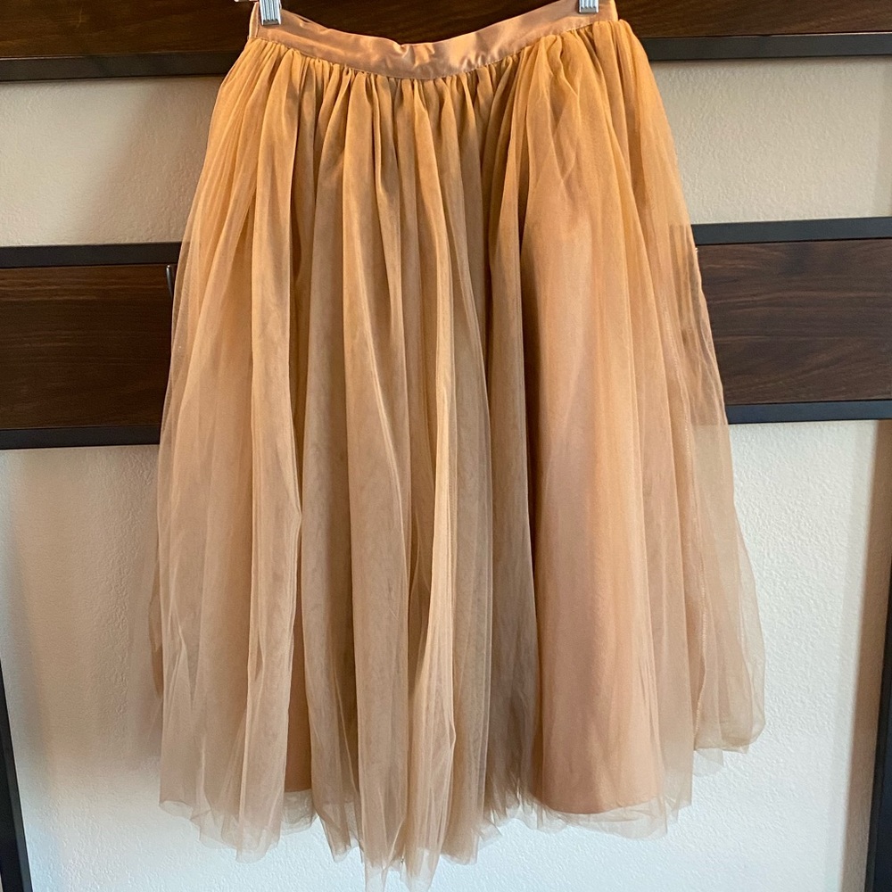 London Gray Tulle Midi Skirt